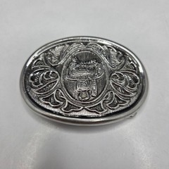 Avon Belt Buckle Vintage Western Horse Saddle Silver Tone Oval Scrollwork G7/67