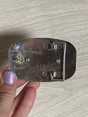 VTG Western Country Silver Tone Rhodochrosite Stone Belt Buckle 3.25&Prime; x 2&Prime;