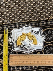 Western Buckle Gold Black Silver Guns 2nd Amend Cowboy 2 »Buckle Hebilla Vaquero