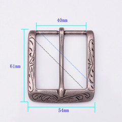 Retro Flower Carved Antique Silver Prong Pin Buckle Men Leather Belt Buckle 40mm