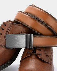 CHAOREN Mens Belt – Ratchet 32&Prime; to 38&Prime; Waist Adjustable, Brown Tan