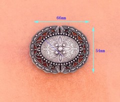 Men Antique Silver Western Indian Ethnic Flower Leathercraft Belt Buckle 42MM