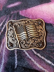 Nocona Rectangular Smooth Edge Buckle with USA Flag