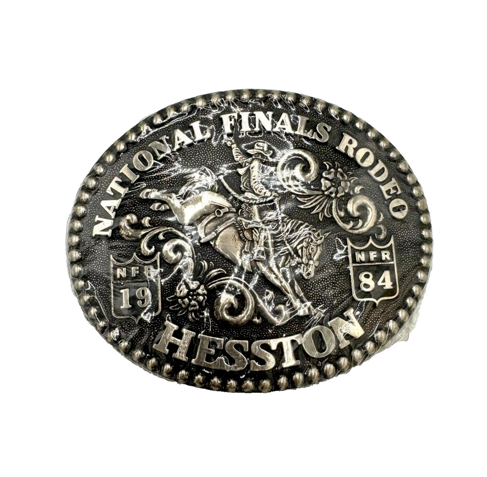 NFR Hesston Metal Belt Buckle 1984 Fellows New Sealed