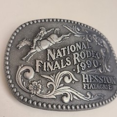 1990 National Finals Rodeo NFR Adult Size Belt Buckle Hesston Fiatagri