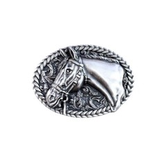 Vintage Silver Plated Horse Head Western Cowboy Belt Buckle Boucle de Ceinture
