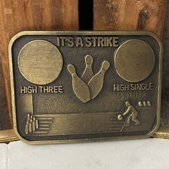 Vintage 70&rsquo;s It’s a Strike / Bowling Antique Brass Handcrafted Belt Buckle