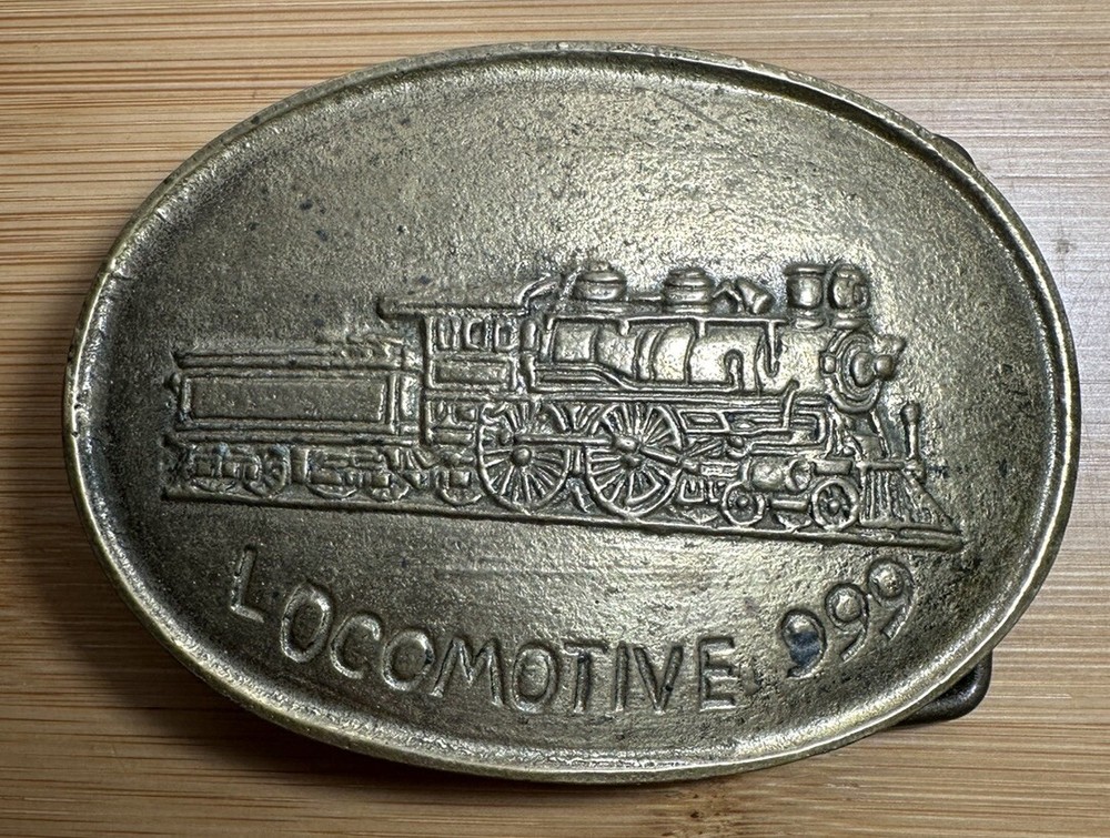 Locomotive 999 Solid Brass Belt Buckle Railroad Engine Train – Beautiful Patina