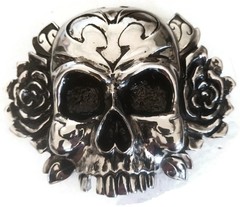 AB STEEL by AL BERES BUCKLES ONLY! #ST120 1 PIECE LARGE 1.5&Prime; TRIBAL SKULL BUCKLE