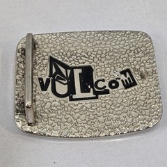 Volcom Falling Skulls Skateboard Diamond Logo Silver and Black Buckle 1.5” Belt