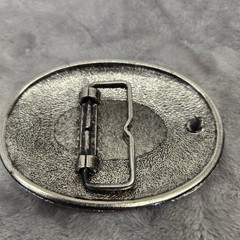 Cove State Bank CSB Belt Buckle Silver Tone Floral Western Scroll Oval Vintage