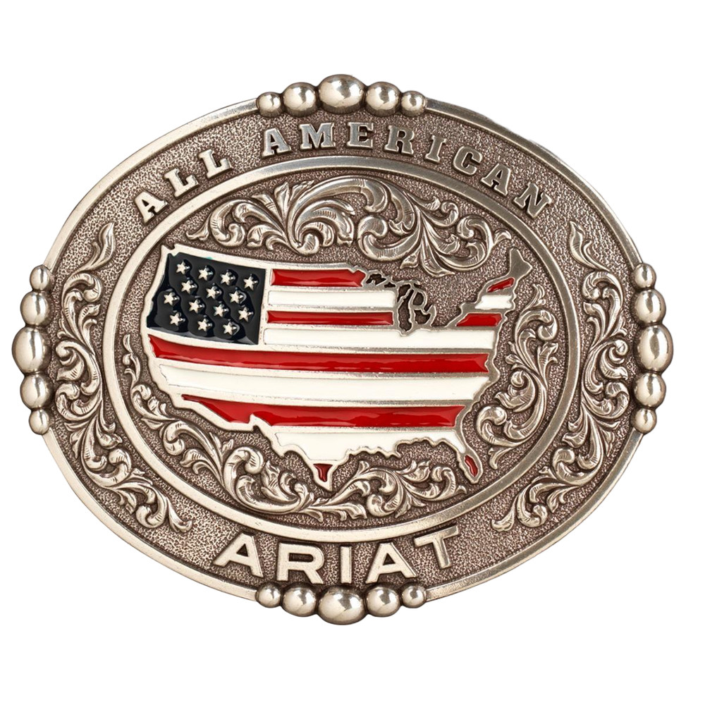 Ariat Men&rsquo;s Oval All American Silver Belt Buckle A37052