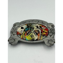 D.Vicente Skull Dice Ace Belt Buckle Colorful Tattoo Iron Cross Biker