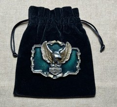 Vintage Eagle Live To Ride Belt Buckle Green Enamel 1983 Made In USA
