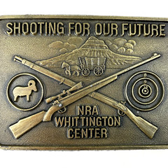 NEW NRA WHITTINGTON CENTER BELT BUCKLE Shooting Future Raton NM Hunting Rifle