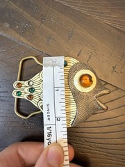 vintage FISH belt buckle WESTERN cowboy GLASS EYE golden 1960s