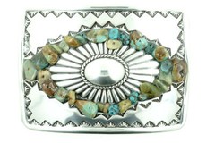 Mesa Southwestern Real Turquoise Stones Belt Buckle
