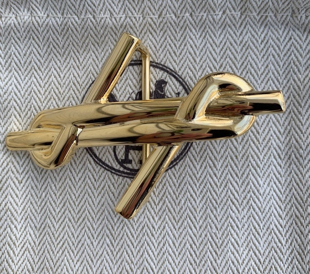38mm Hermès H Noué belt buckle in gold-plated metal Sailor Knot New Hermes Auc