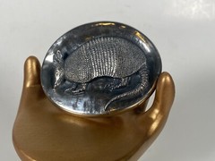 Vtg James Avery 9 Banded Armadillo Sterling Silver Belt Buckle Retired AMAZING
