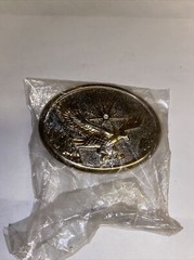 Eagle in Flight with Rhinestone Star 3 Dimensional Gold Tone Belt Buckle