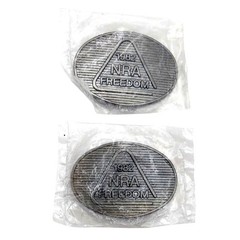 NRA Freedom Pewter Oval Belt Buckles Set Of 2 Collectible NOS Vintage 1982