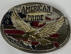 American Pride – Patriotic USA United States Flag and Eagle Western Belt Buckle