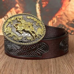 Bull Rider Cowboy Western Rodeo Gold Tone Design Fashion Cowboy Belt Buckle