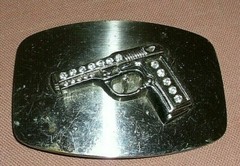 Vintage Hand Gun Pistol Buckle Western Biker Cowboy Gangster Rock Magnum Bling