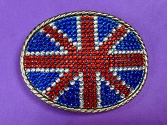 British Union Jack England British Flag Red Blue White Rhinestone Belt Buckle