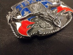 NEW Vintage Siskiyou Republic of Texas Flag Longhorn Belt Buckle Lone Star State