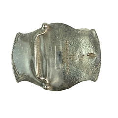 Vintage Statue Of Liberty Silver Plate Blue Metal Resin Belt Buckle ADM New