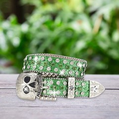 Skull Buckle Belt Hiphop Rockers Belt Eye Catching Western Waistbelt for Adults