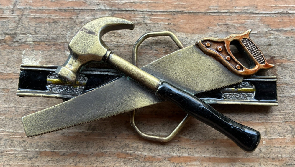 Carpenter SAW, HAMMER, LEVEL Belt Buckle–Free Ship