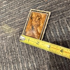 Vintage Gold Tone Metal & Jasper? Stone Belt Buckle W/ Bamboo Style Trim Cowboy