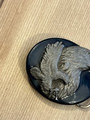 Siskiyou Buckle Co Pewter Belt Buckle Double Eagle Western Blue Resin Vintage