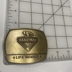 Vtg 90&rsquo;s 1996 Handyman Club Of America Life Member Hammer Logo Belt Buckle Brass