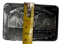 1980s NRA LEADERSHIP AWARD FOR SERVICE IN RECRUITING SILVER METAL BELT BUCKLE