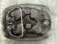 Heavily Wore Made In USA 1990 End Of The Trail Pewter Belt Buckle C&J INC.#1458