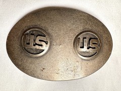 Unbranded United States Military Oval Metal Belt Buckle Two U.S. on Thin Plate