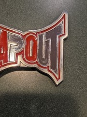 TAPOUT Logo Silver Tone & Red MMA Mixed Martial Arts Promo Belt Buckle Y2K
