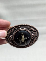 vintage USA made SCOROPION belt buckle WESTERN epoxy COWBOY copper engraved