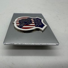 Union Pacific The Overland Route Chrome Mirror Belt Buckle Railroad