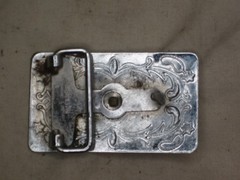 vintage belt buckle ornate horse head equestrian steed horseshoe Western Japan m