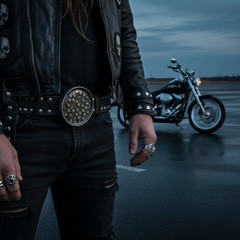 Men / Women Silver Metal Buckle Gothic Fashion Brown Skeleton Skulls Biker Round