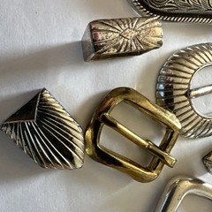 Lot of 7 Gold Tone and Silver Metal Belt Buckle Square /Western, Metal Pieces