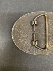 Brass Oval Belt Buckle Hunting Jumping Deer Forest