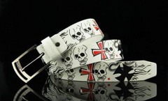 Skull Buckle Belt-Skeleton Pattern Pin Belts Punk Style Fashion Casual Waistband