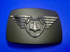 Winged Eagle Shield Black Color Vintage Chrome Brand Belt Buckle