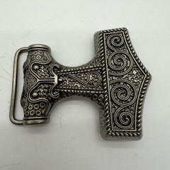 Thor&rsquo;s Hammer Belt Buckle Silver Tone Viking Metal