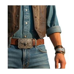 New Men Silver Metal Buckle Western Fashion Bull Long Horns Texas Cow Oval Shape